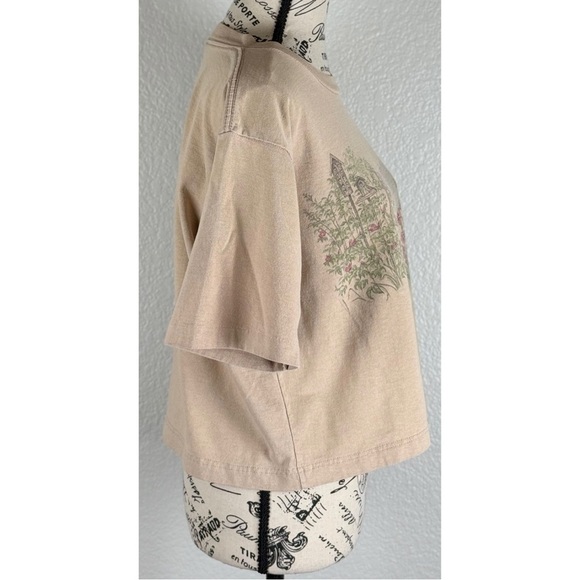 Northern Reflextion Vintage 90s Y2K Brown Floral Graphic Cropped Tee, Medium - Picture 4 of 11